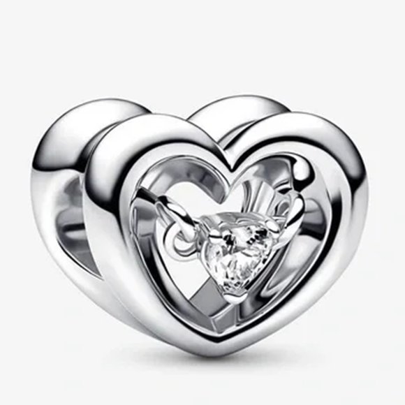 Pandora Radiant Heart & Floating Stone Charm  power of love Pendant - Picture 1 of 3